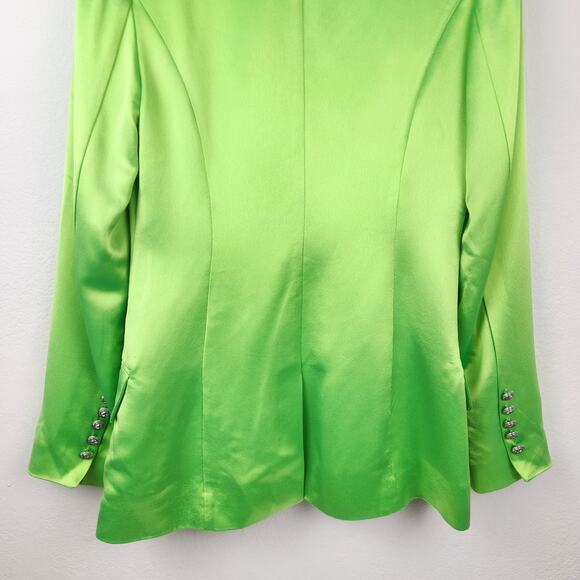 Retrofete Saige Double Breasted Blazer in Lime Punch Green Size Small Satin - Picture 8 of 13